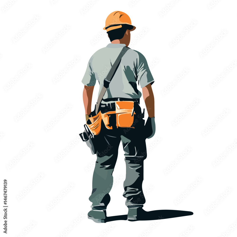 Construction Worker Flat vector, minimalist design, isolated on a white background. Construction Worker Flat vector, minimalist design, isolated on a white background.