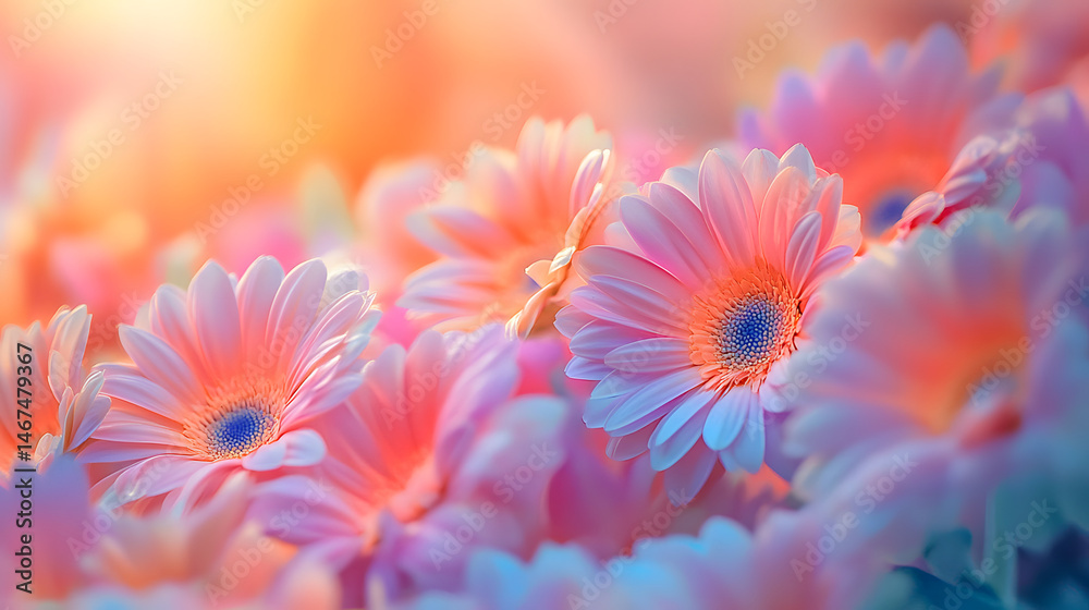 Gerbera flowers in various colors creating a vibrant and cheerful spring background, ideal for valentine's day or mother's day celebrations, symbolizing love, joy, and the beauty of nature