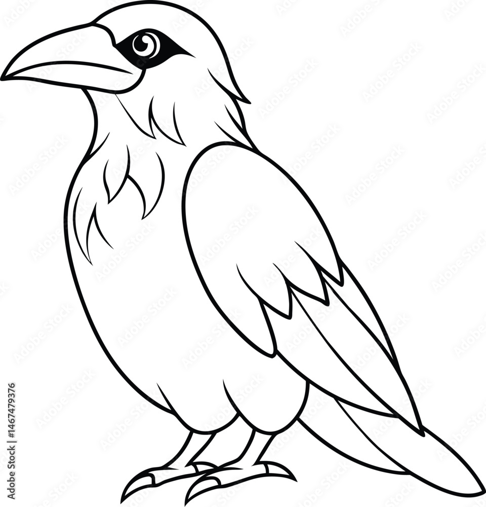 Obraz premium hand drawn crow outline illustration 
