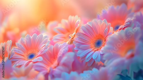 Gerbera flowers in various colors creating a vibrant and cheerful spring background, ideal for valentine's day or mother's day celebrations, symbolizing love, joy, and the beauty of nature