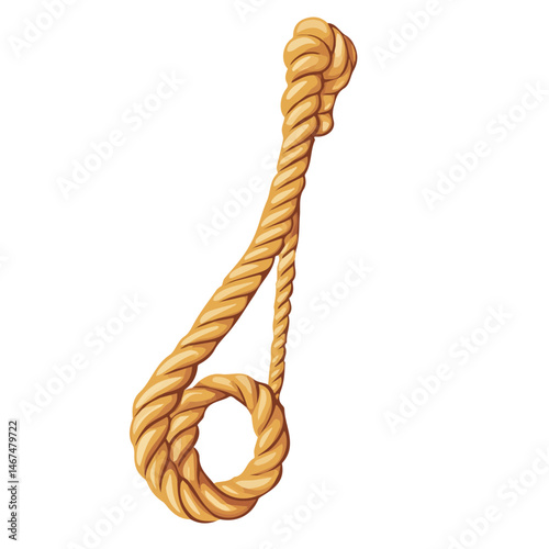 Climbing Rope Flat vector, minimalist design, isolated on a white background.