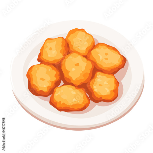Flat vector Chicken Nuggets, minimalist design, isolated on a white background.