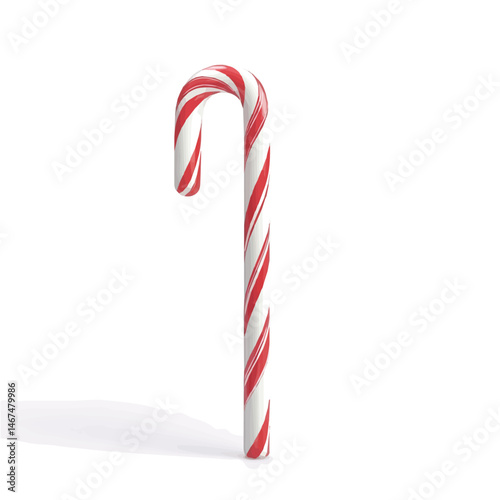 Christmas Candy Cane Flat vector, minimalist design, isolated on a white background.