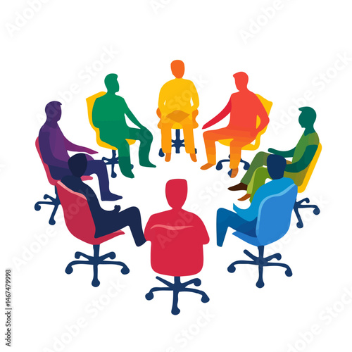 Flat vector Brainstorming Session, minimalist design, isolated on a white background.