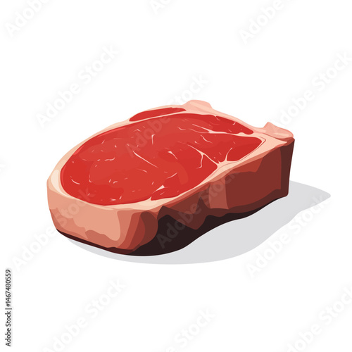 Flat vector Beef Steak, minimalist design, isolated on a white background.