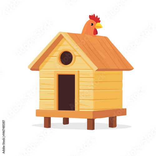 Chicken Coop Flat vector, minimalist design, isolated on a white background.