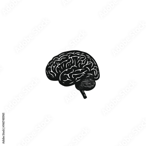 Brain Flat vector, minimalist design, isolated on a white background.