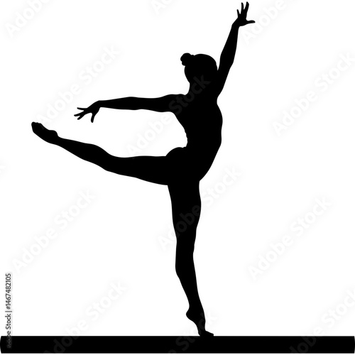 Dancer silhouette performing dance on balance beam artistic gymnastics performance dance silhouette artistic gymnastics dancer balance beam