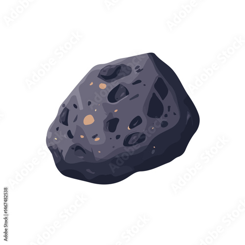 Asteroid Flat vector, minimalist design, isolated on a white background.
