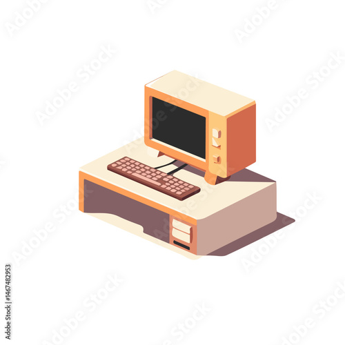 Flat vector 3D Modeling Software, minimalist design, isolated on a white background.