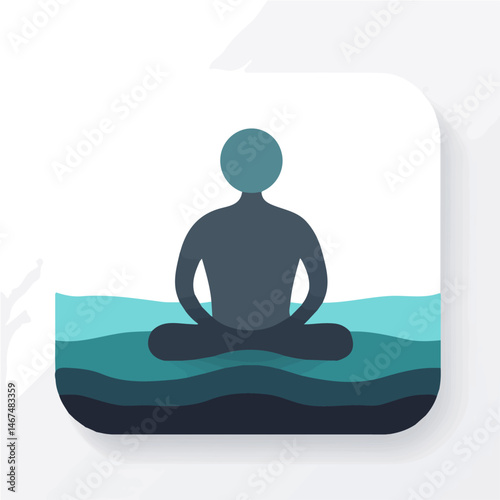 Calm App Icon Flat vector, minimalist design, isolated on a white background.