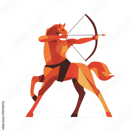 Centaur Archer Flat vector, minimalist design, isolated on a white background.