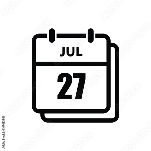 calender icon, 27 july icon with white background