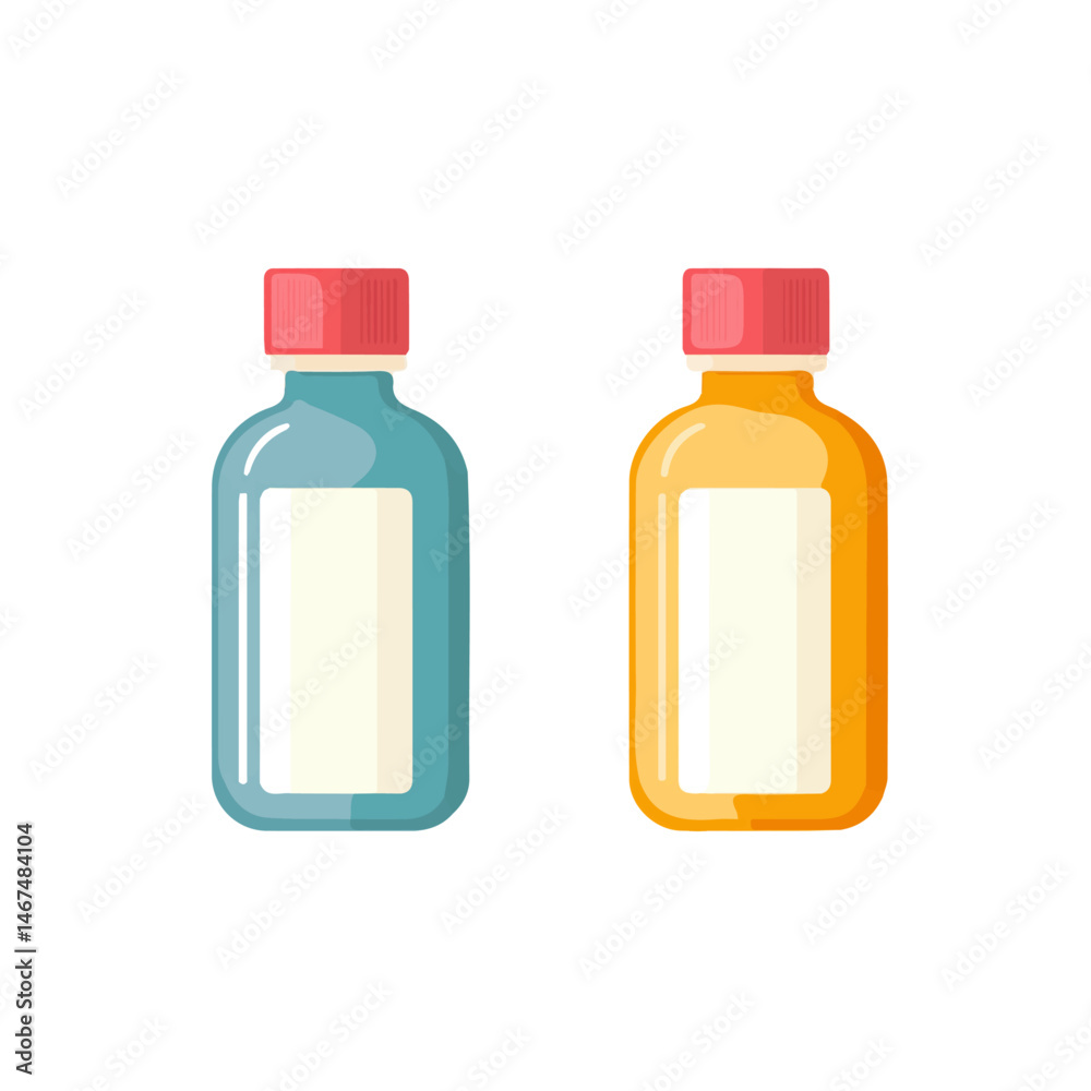 Chemical Bottles Flat vector, minimalist design, isolated on a white background. Chemical Bottles Flat vector, minimalist design, isolated on a white background.
