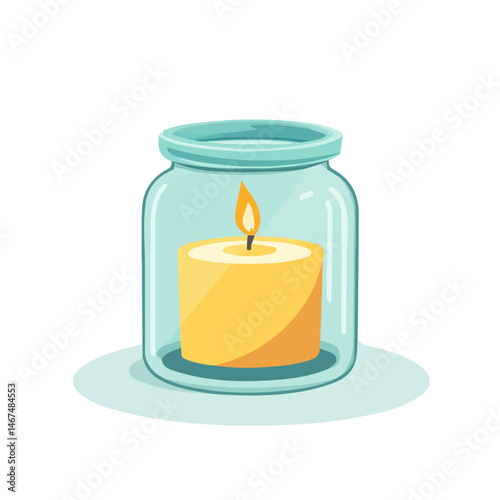 Flat vector Candle Jar, minimalist design, isolated on a white background.