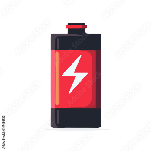 Flat vector Battery Charging, minimalist design, isolated on a white background.