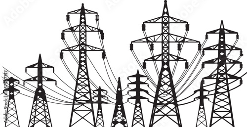 Transmission towers showcasing diverse structural designs and configurations