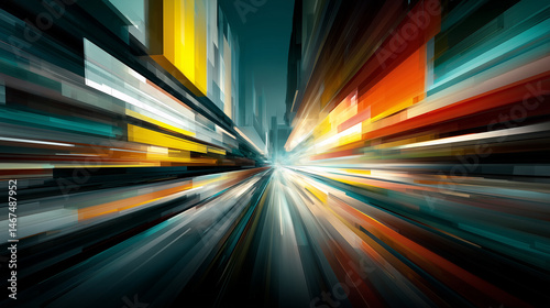 Artistic bokeh cityscape with streaks of speed - concept of dynamic city life