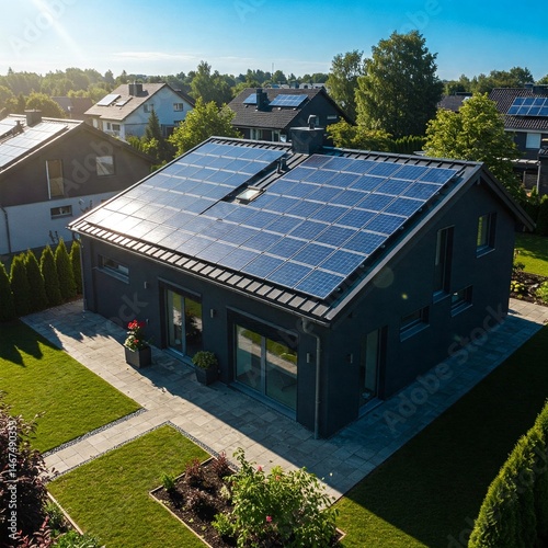 Modern House with Solar Panels – Sustainable Living in Action