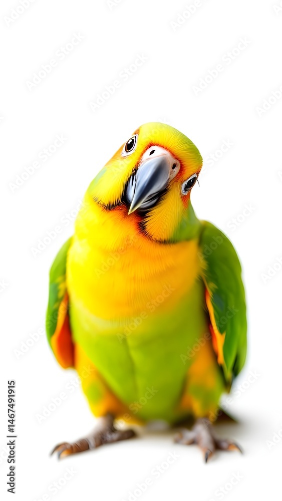 Fototapeta premium Yellow and green parrot on a white background