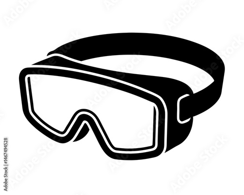  Silhouette Icon of Virtual Reality Headset Ski Goggles Vector Illustration
