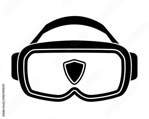  Silhouette Icon of Virtual Reality Headset Ski Goggles Vector Illustration
