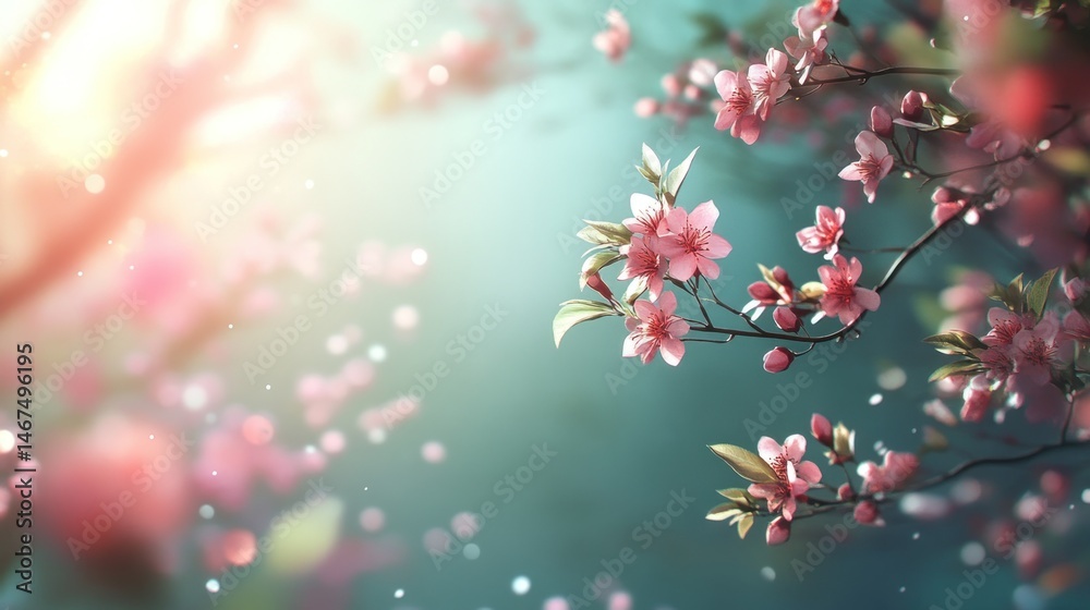 Delicate spring blossoms bathed in sunlight.
