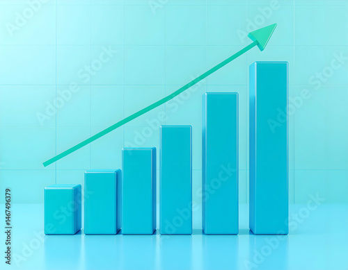 Abstract 3D Bar Graph Illustrating Growth