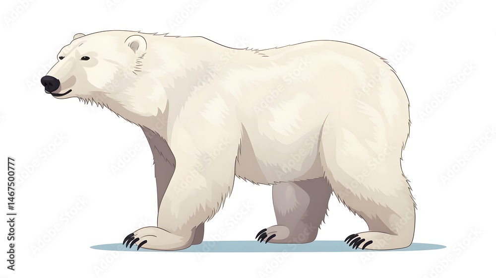 Fototapeta premium Adult Polar Bear Walking and Standing Isolated on a White Background - Professional Wildlife Photography