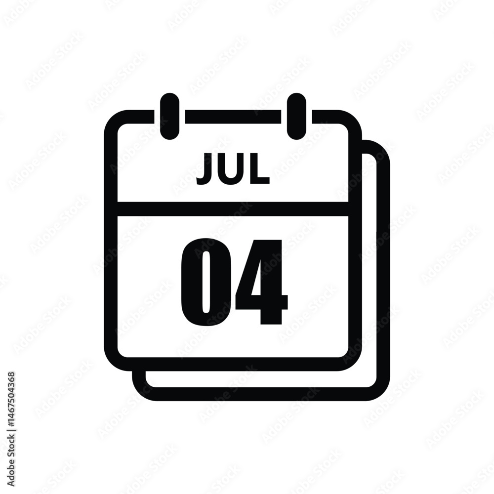 calender icon, 04 july icon with white background calender icon, 04 july icon with white background