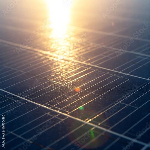 Close-Up Solar Panel Clean Power Texture Detail Bright Sun Energy