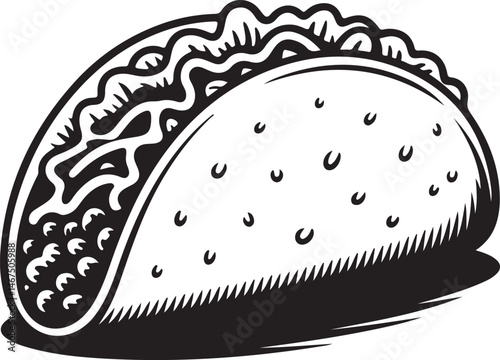 Taco Silhouette Vector for Mexican Cuisine, Fast Food, Street Food, Restaurant Design, Culinary Art, and Food Truck 