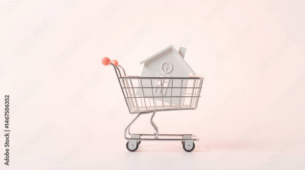 Toy home sits inside shopping cart Toy home sits inside shopping cart