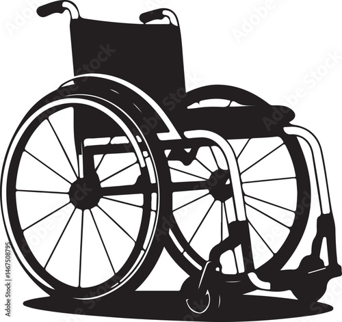 Wheelchair Silhouette Vector for Accessibility Design, Disability Aid Graphics, Healthcare Solutions, and Mobility Assistance