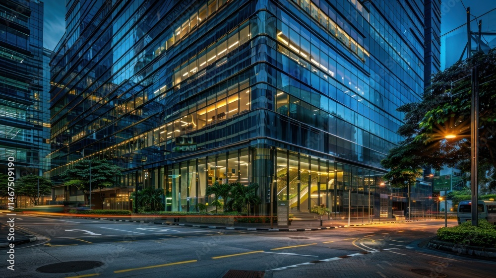 Fototapeta premium High-rise financial office in downtown Singapore stock photo --ar 16:9 --raw --v 6 Job ID: c6cbf202-6e08-4f29-b6c1-3af54c4acee8