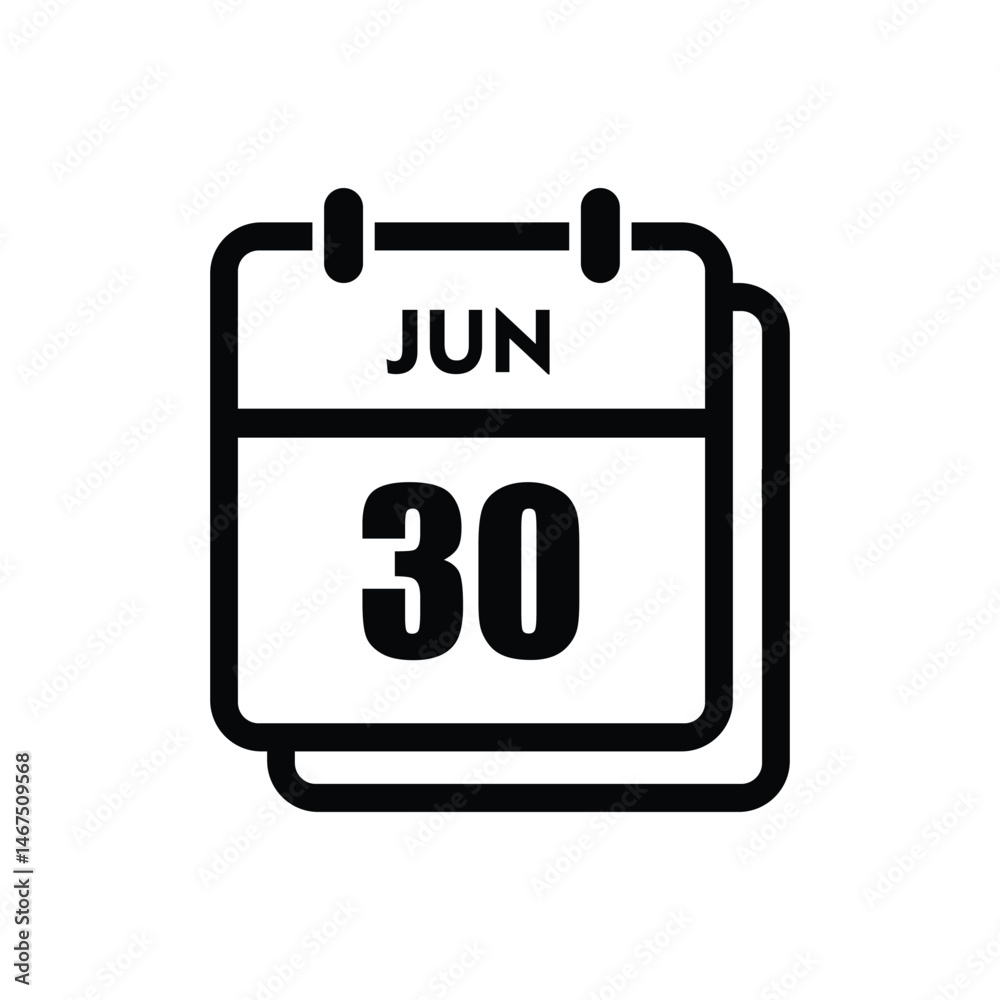 calender icon, 30 june icon with white background calender icon, 30 june icon with white background