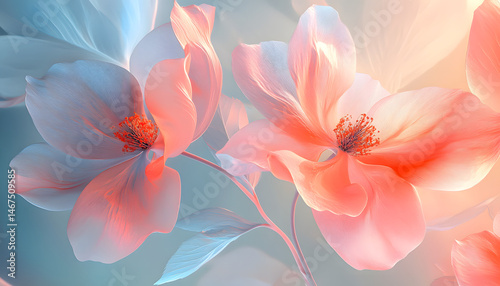Softly blended floral design, flowing seamlessly across the frame , graphic, background