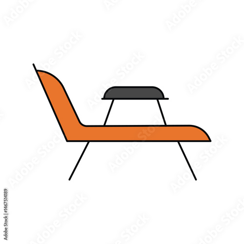 lounge chair color line icon with white background vector stock illustration
