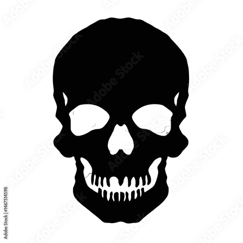 Silhouette of a Human Skull: A Black and White Icon of Mortality