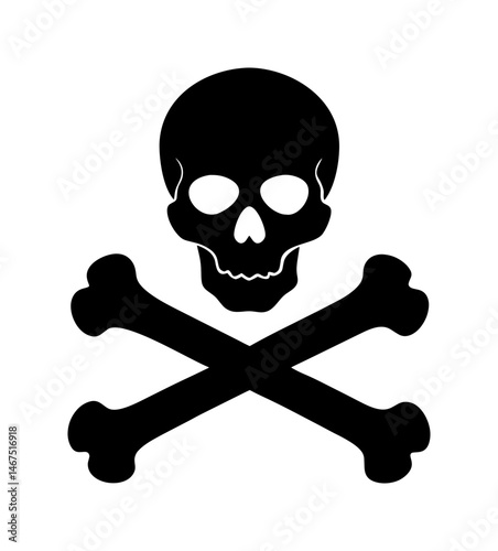 A simple, black and white skull and crossbones graphic