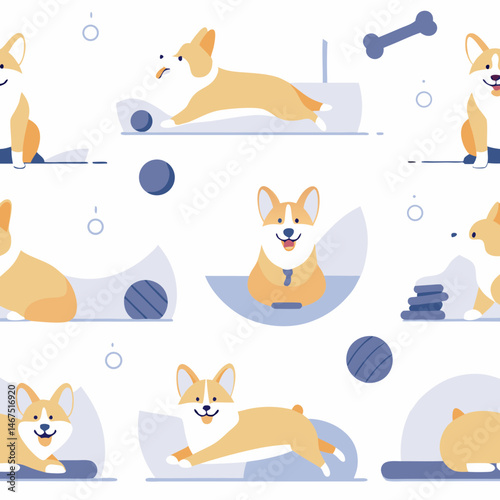 Corgis playing and relaxing at home digital art joyful atmosphere playful pets