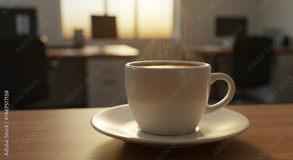 Fototapeta premium Coffee Cup in Office - Illustration