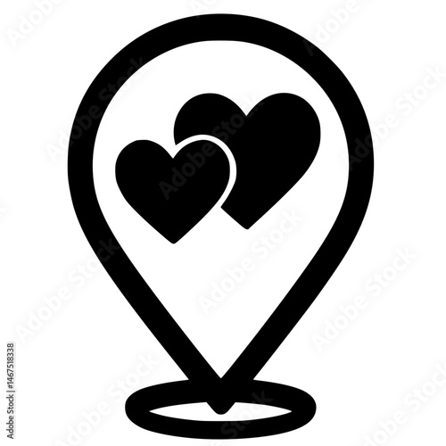 Heart Location Pin Icon – Favorite Place or Romantic Destination Marker