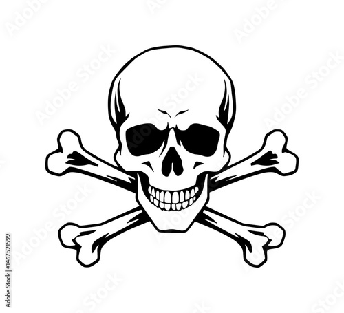 stylized drawing of a skull and crossbones