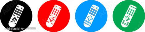 Remote icon set. White remote vector isolated on color full background. Vector illustration.
