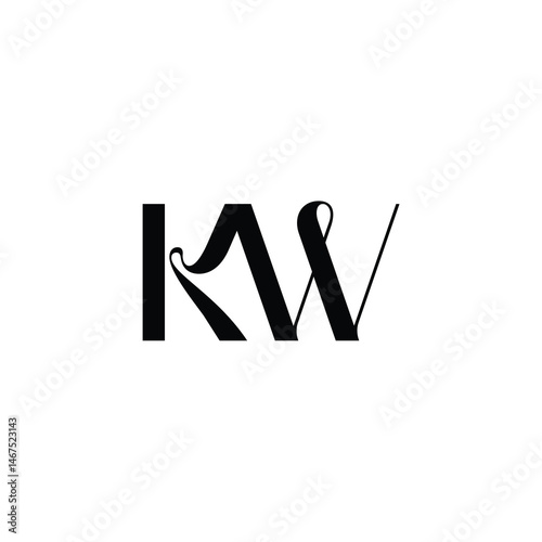 KW monogram logo design letter text name symbol monochrome logotype alphabet character simple logo