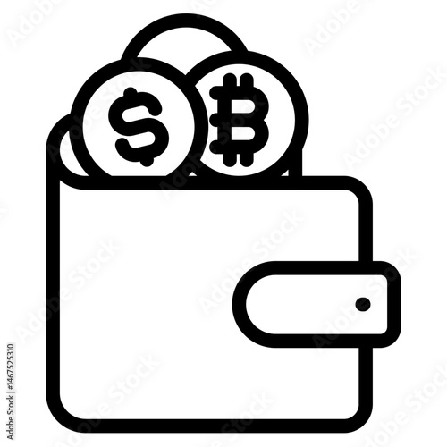 Wallet bitcoins icon in vector illustration	
