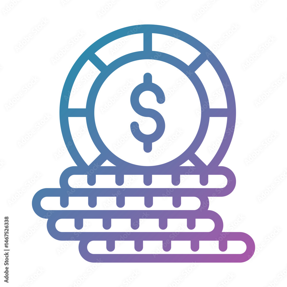 Stacked Dollar Coin Icon Stacked Dollar Coin Icon