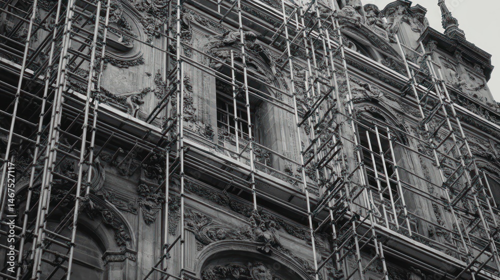 Fototapeta premium Historic building under scaffolding