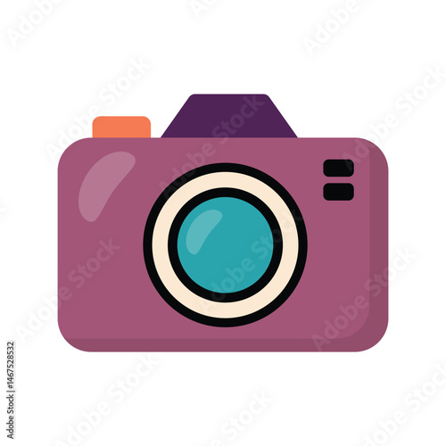 Purple retro camera for photography Summer vacation photo equipment Travel memories capture device